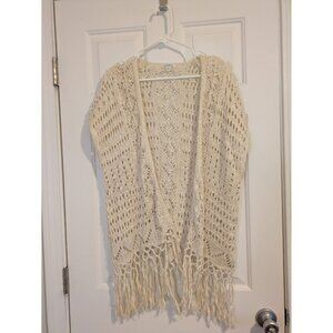 Charming Charlie Crochet Knit Fringe Duster / Vest - Small